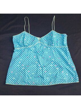 Gap Y2k Tank Top Size 12 Blue Green Butterfly Spaghetti Strap Zip Lined